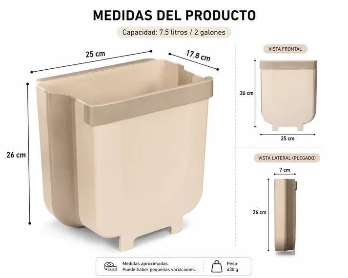 Basurero Plegable y Portatil Ahorrador de Espacio